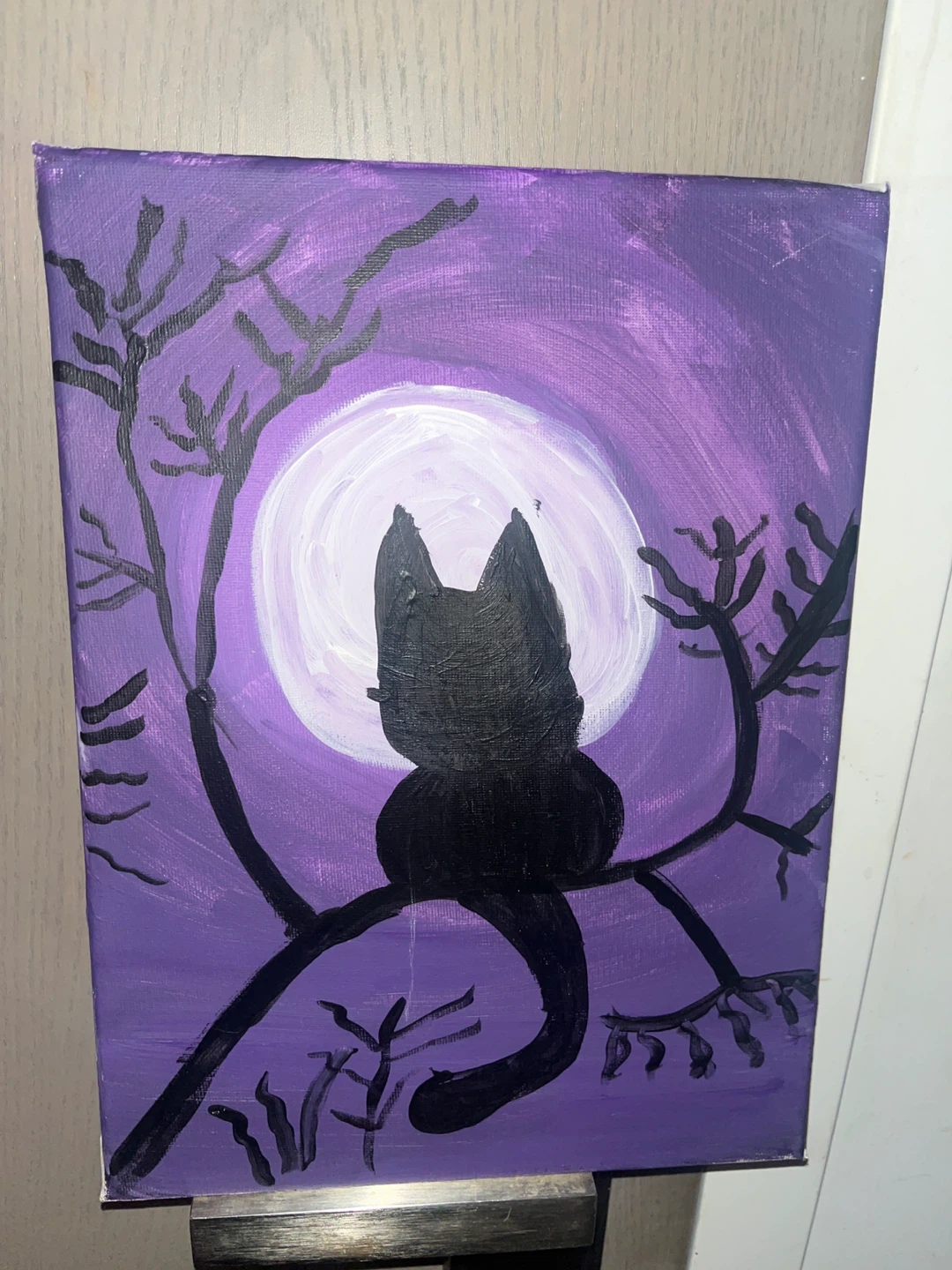 Black Cat Painting on Canvas