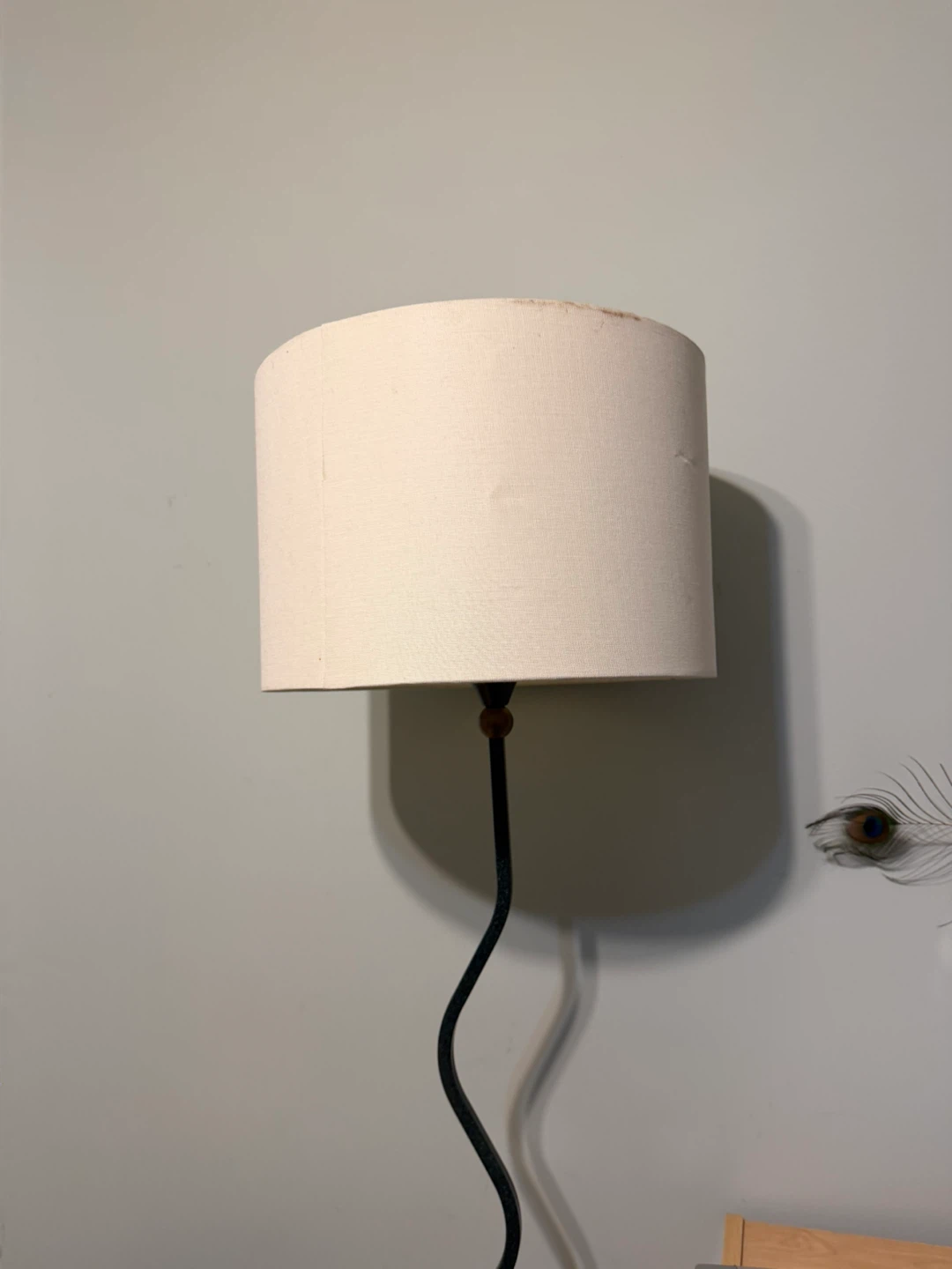 Cream Drum Lampshade with Black Wavy Stem