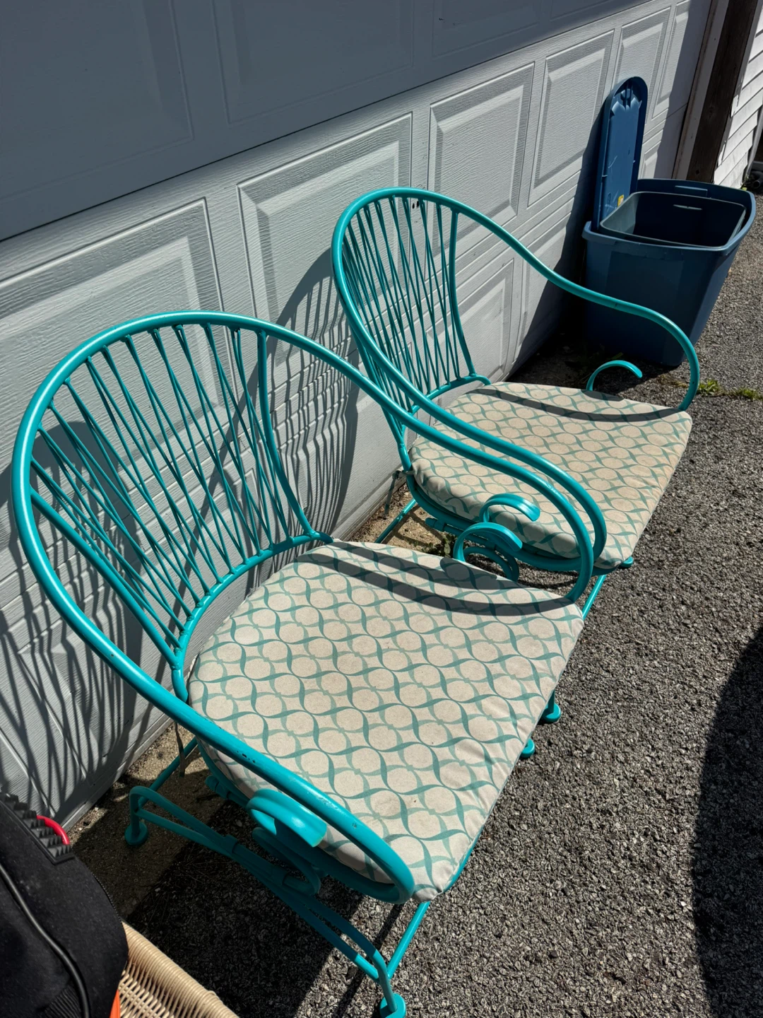 Teal Metal Patio Chairs with Cushions (Set of 2) - photo 2