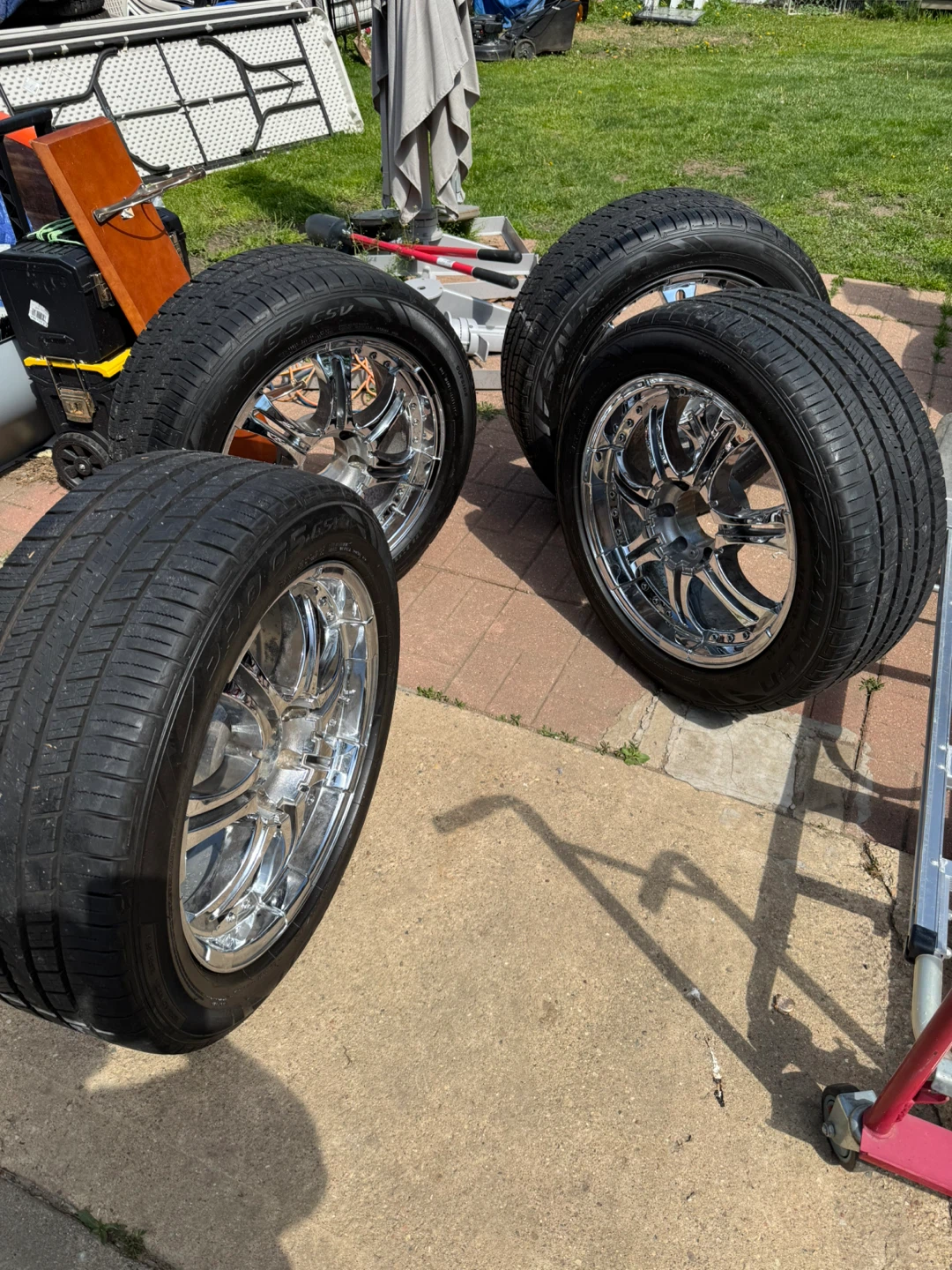 Set of 4 Chrome Rims with Tires