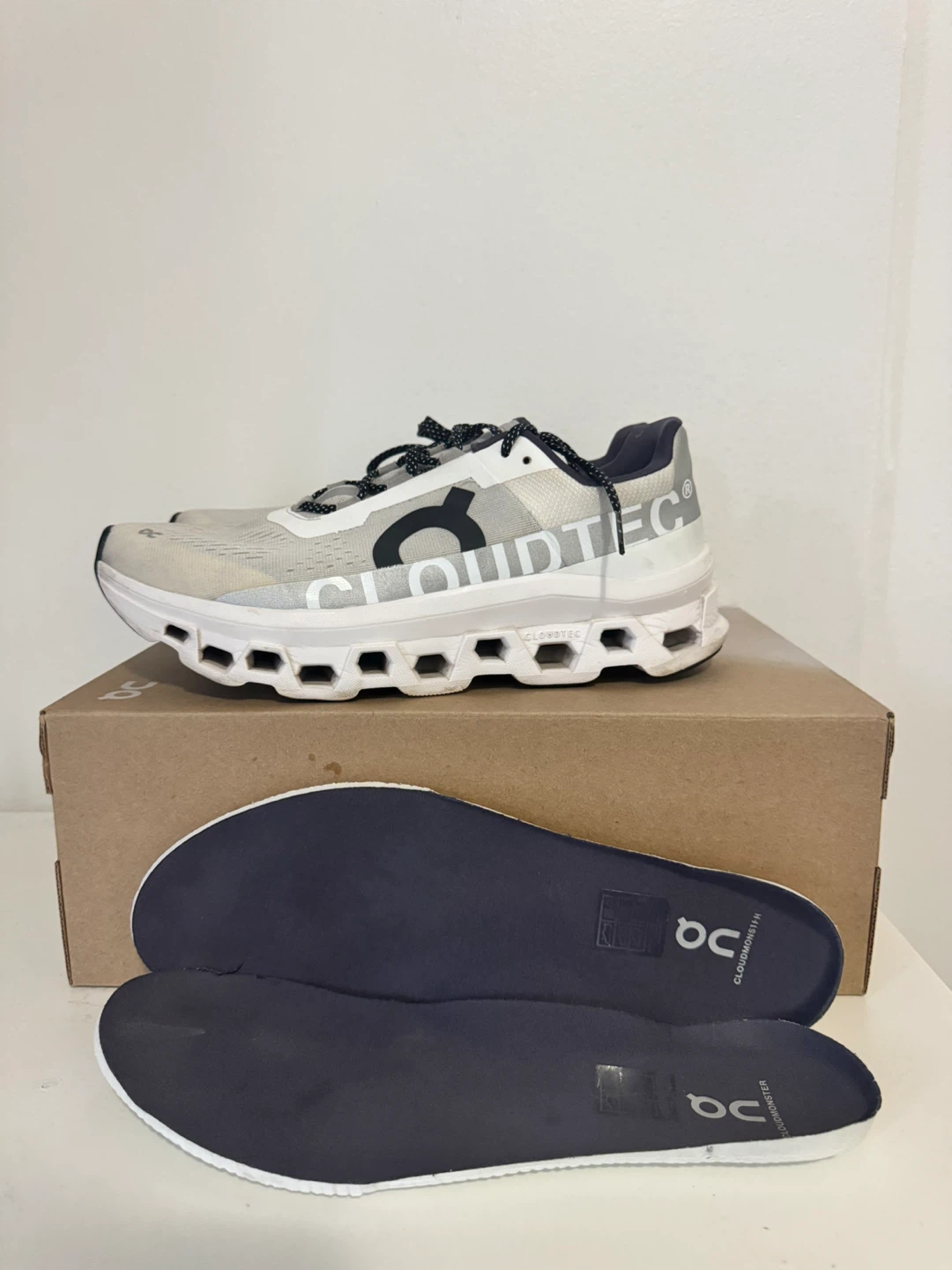 ON Cloudmonster Running Shoes - White/White, Size 10.5 Men's