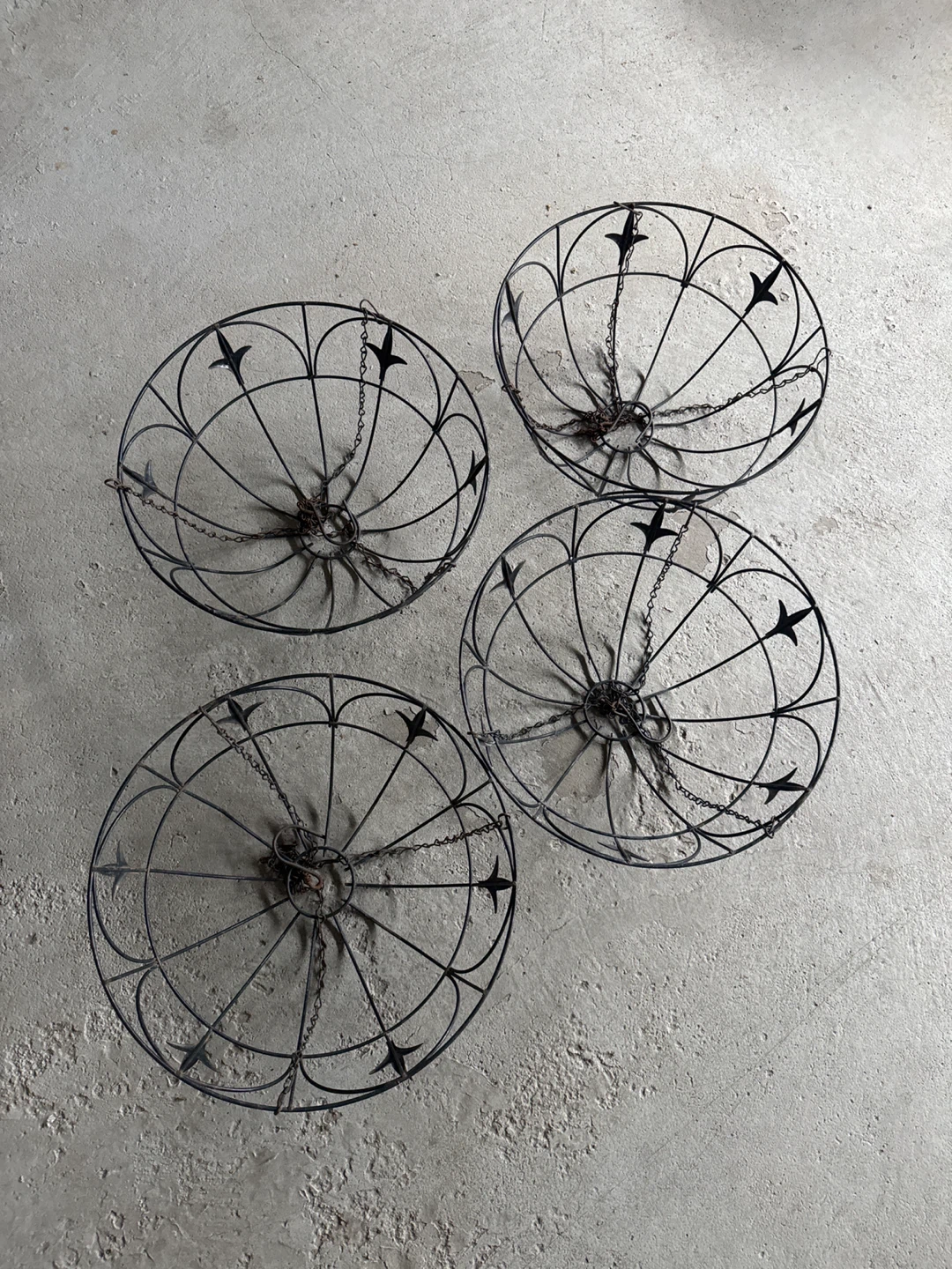 Set of 4 Black Wire Hanging Planter Baskets