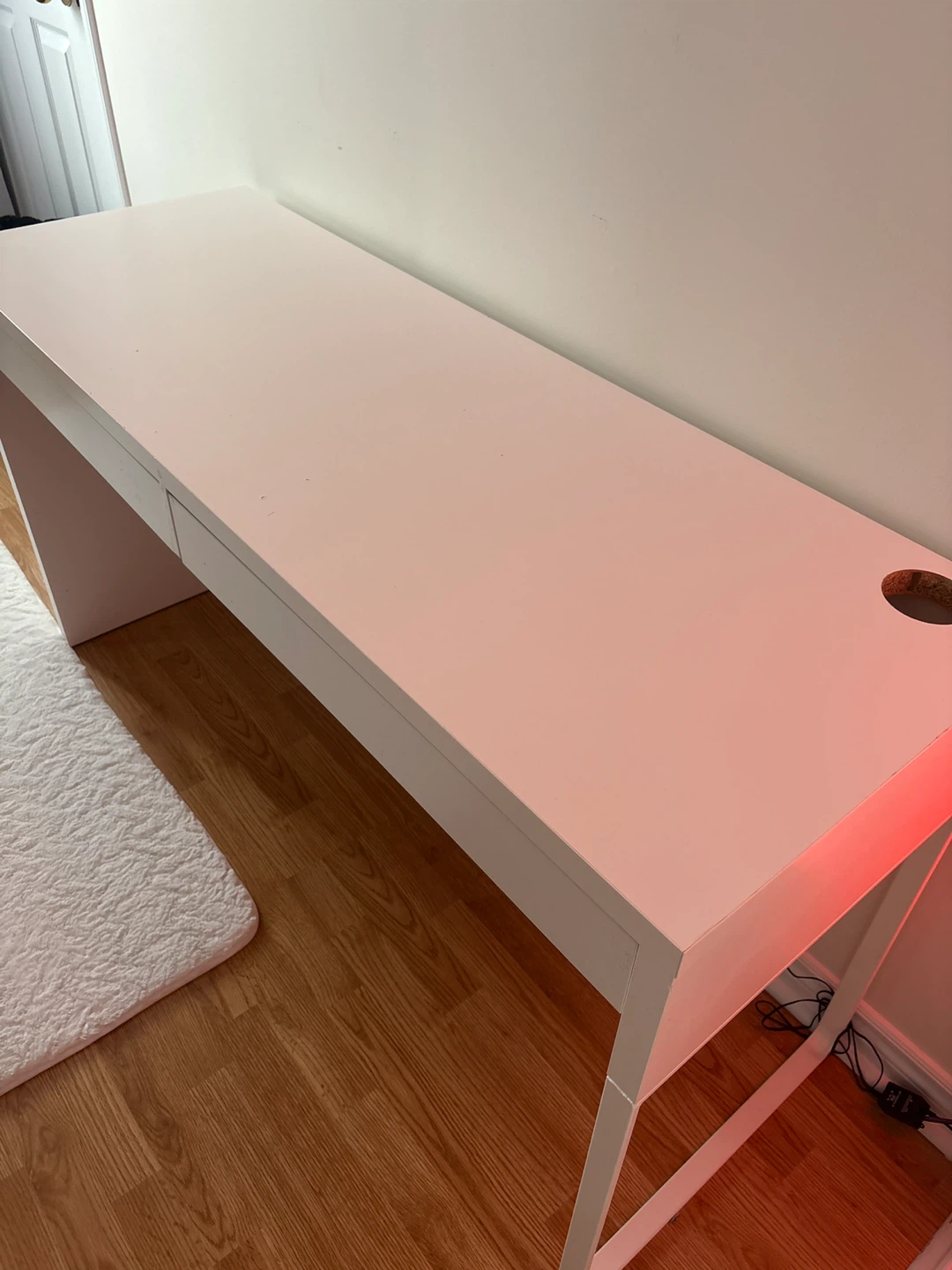 White ikea Desk with Drawer - photo 2