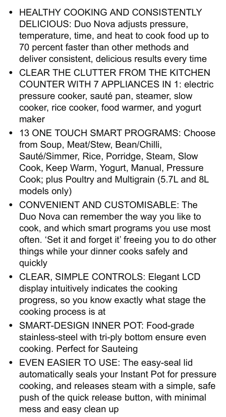 (Retail $139)Instant Pot Duo Nova 7-in-1 Pressure Cooker - photo 5