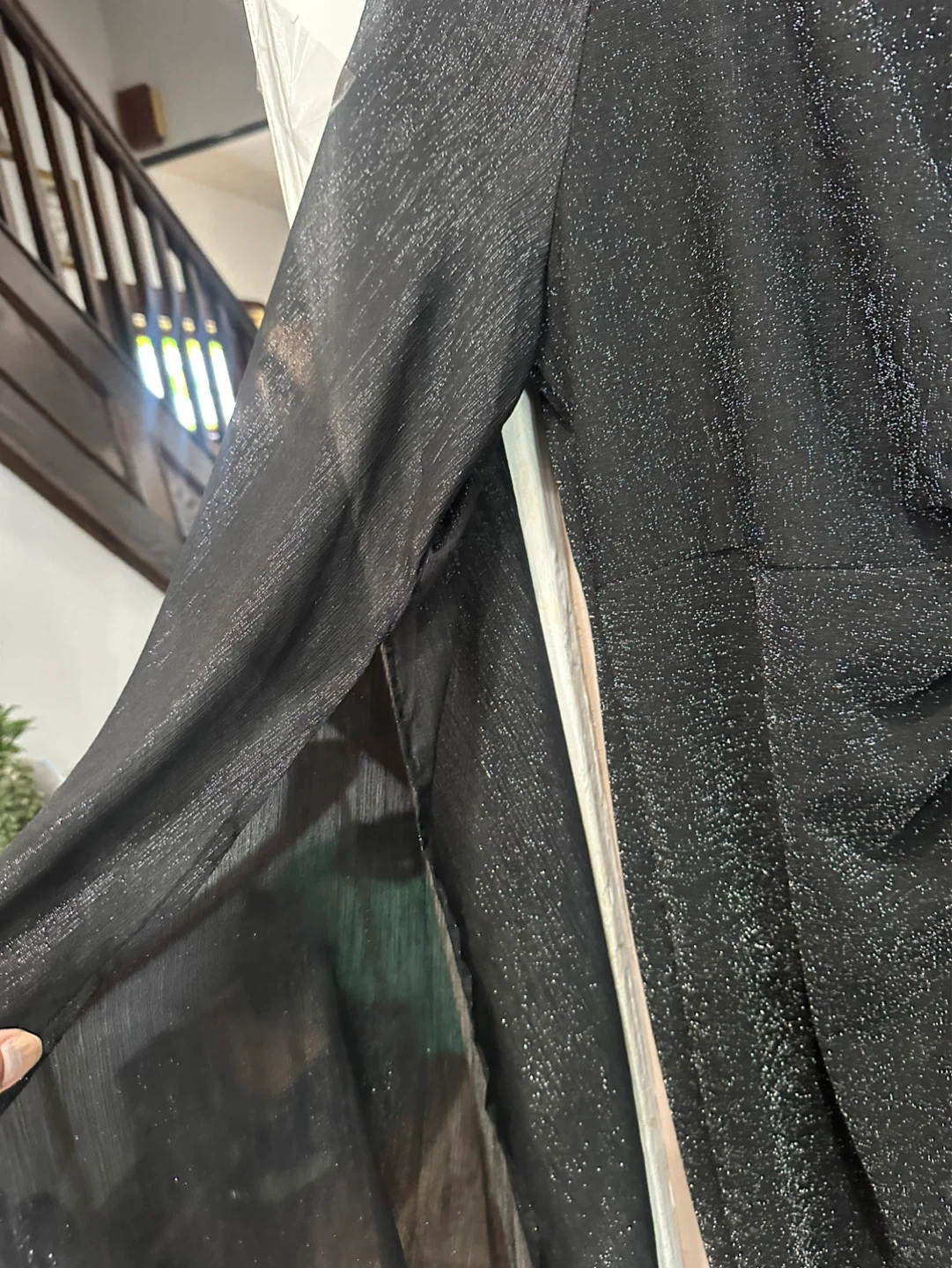 Black Sparkly Long Sleeve Twisted Dress - photo 3