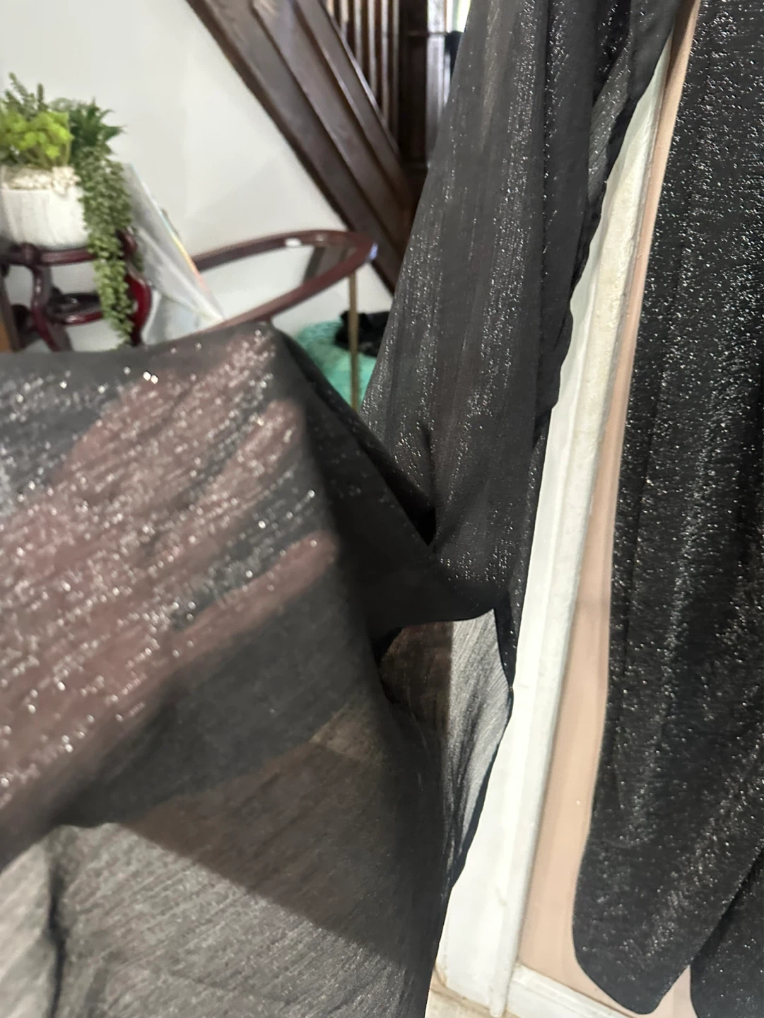 Black Sparkly Long Sleeve Twisted Dress - photo 4