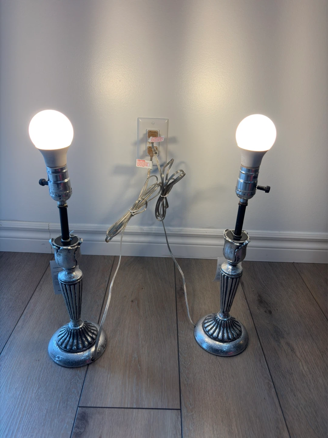 Set of 2 Silver Table Lamps by Goldcoaster