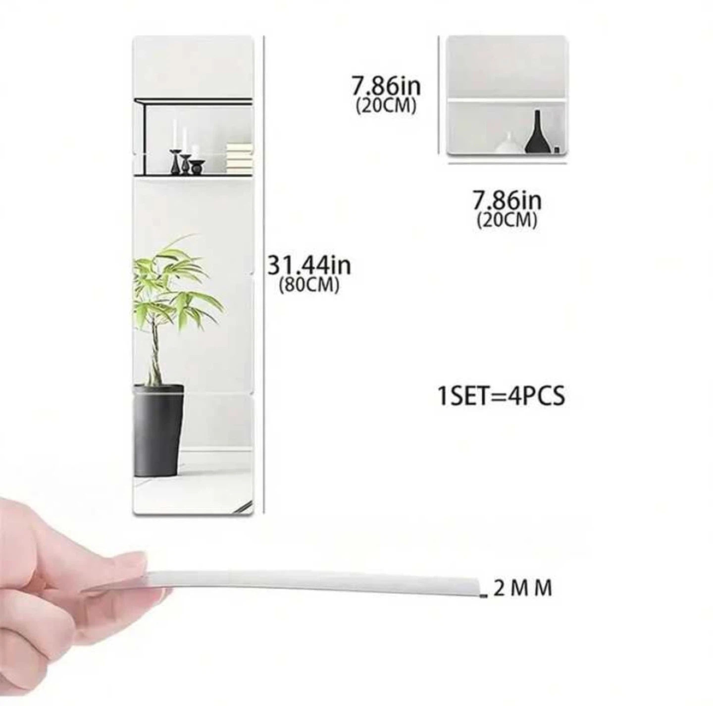 Adhesive Mirror Wall Stickers Set - photo 3