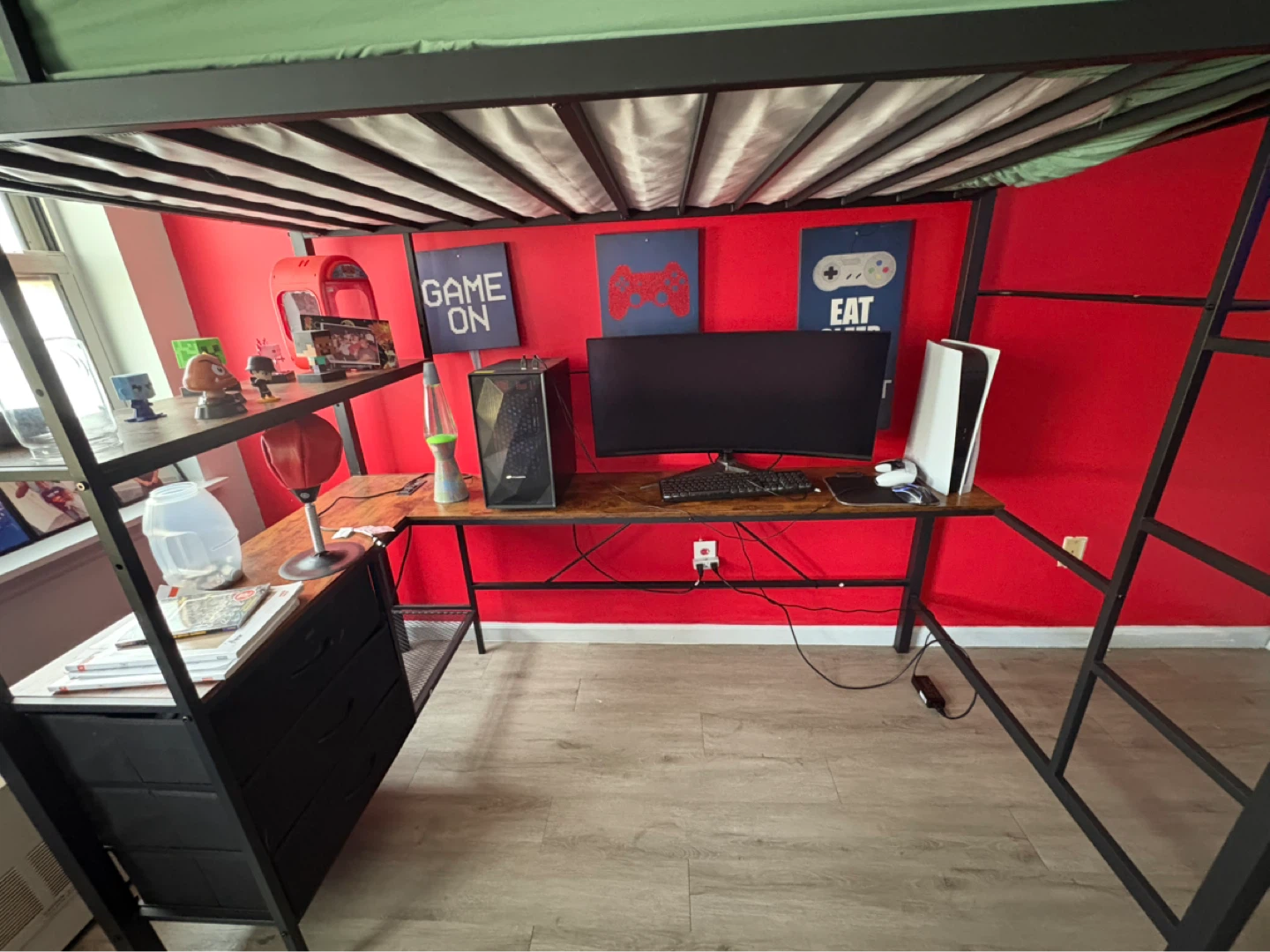Loft Bed with Desk and Storage - Black Metal Frame - photo 2