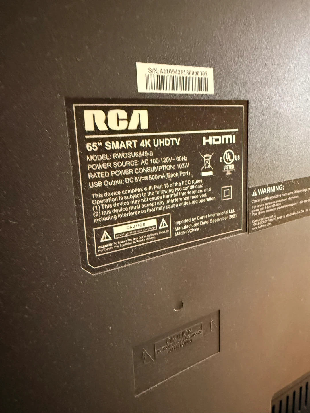 RCA 65" Smart 4K UHD TV (like brand new) - photo 2