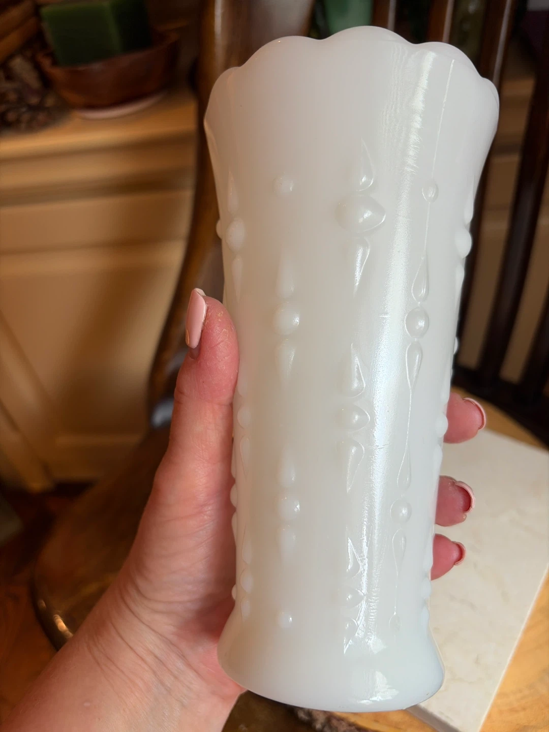 Vintage White Hobnail Milk Glass Vase - photo 5