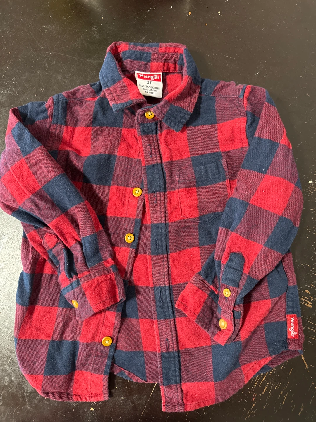 Wrangler Plaid Flannel Shirt Size 3T