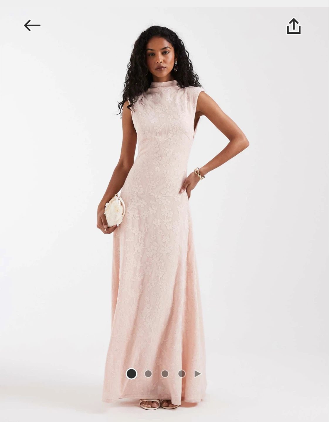 Pretty Lavish Textured Floral Maxi Dress - Pastel Pink - US 12