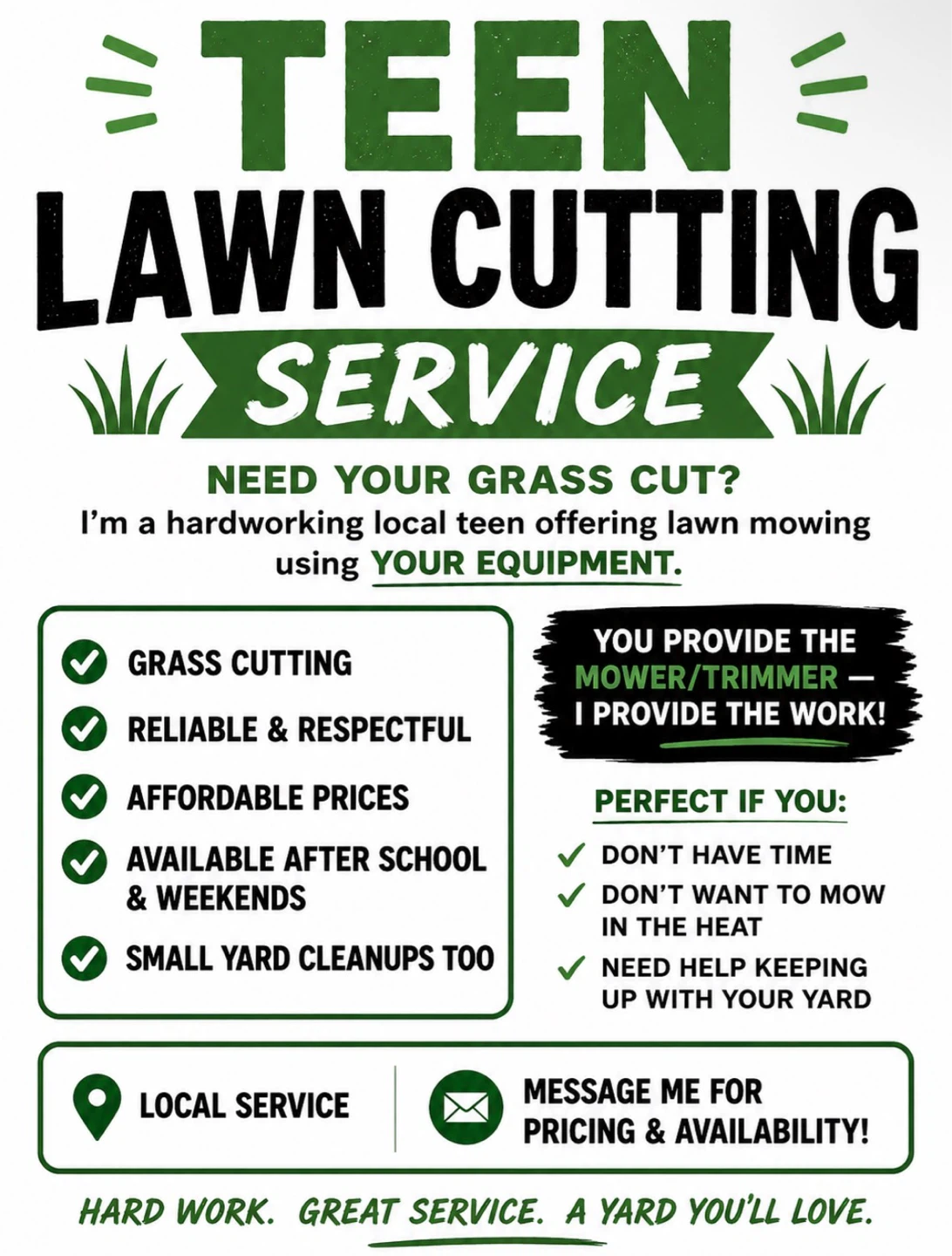 Teen Lawn Cutting Service