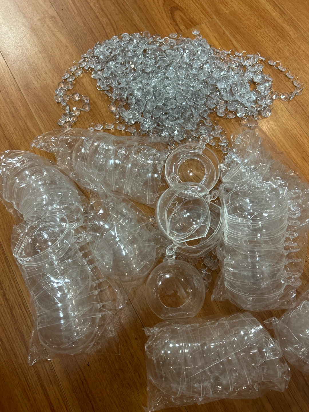 Clear Glass Terrarium Ornaments with Crystal Strands