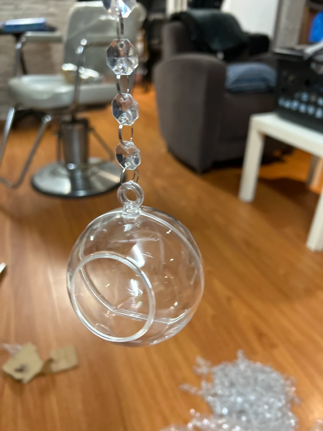Clear Glass Terrarium Ornaments with Crystal Strands - photo 3