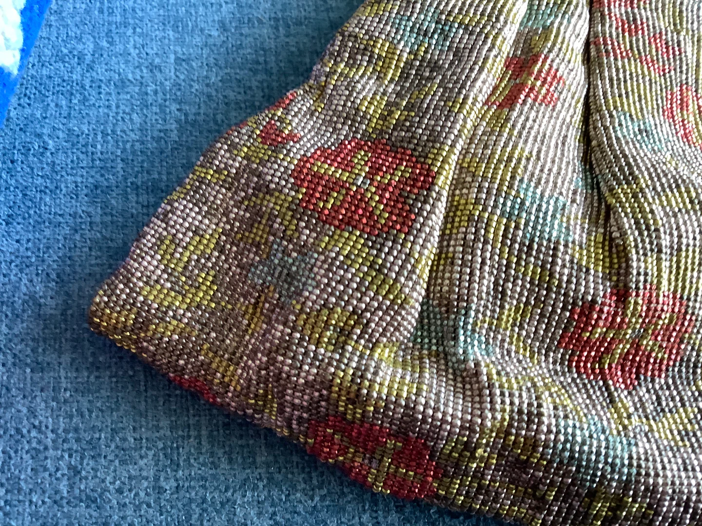 Vt/Art Deco Floral Tapestry Evening Bag w Enamel/Brass 🐞 - photo 5