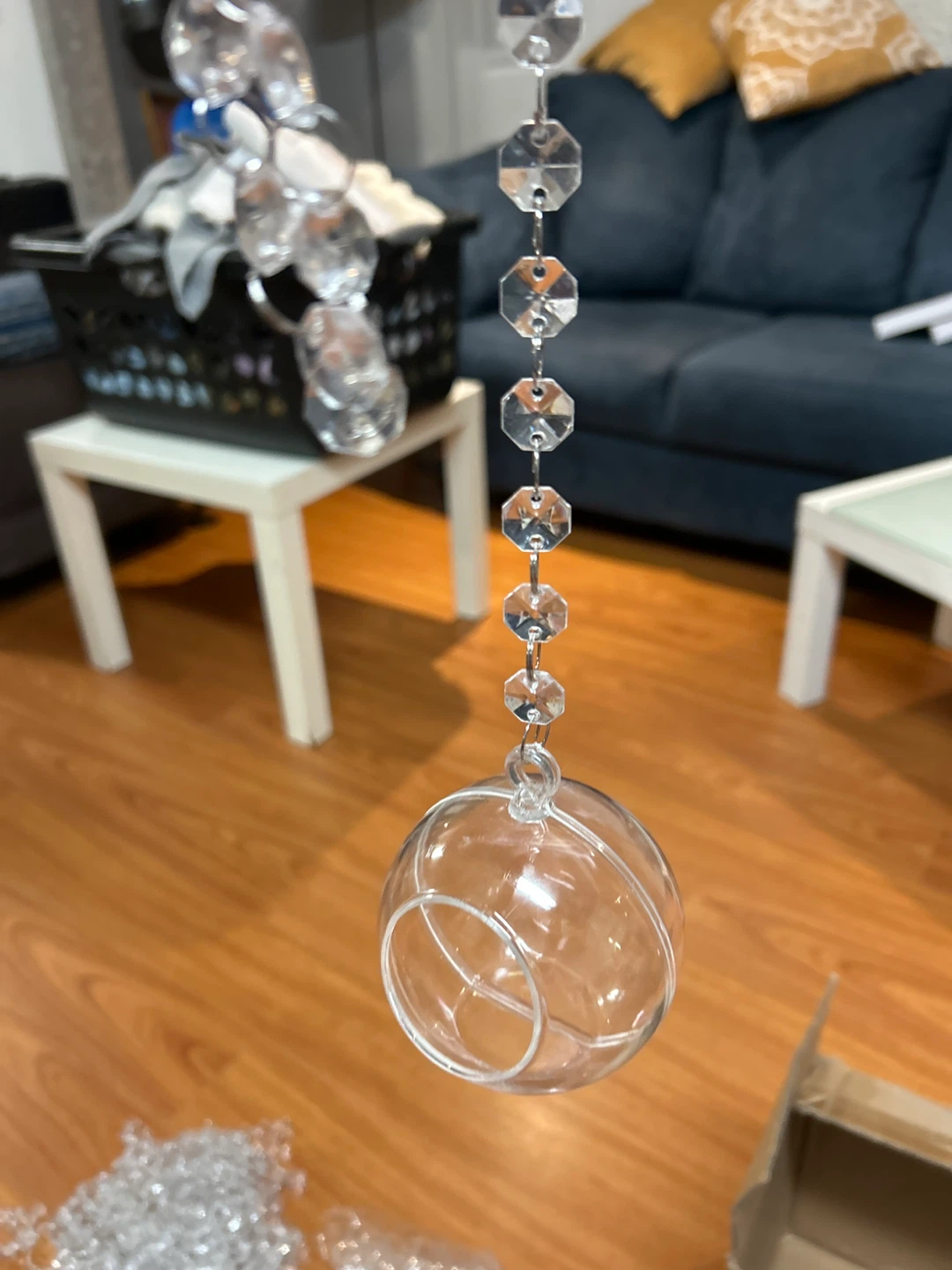 Clear Glass Terrarium Ornaments with Crystal Strands - photo 4