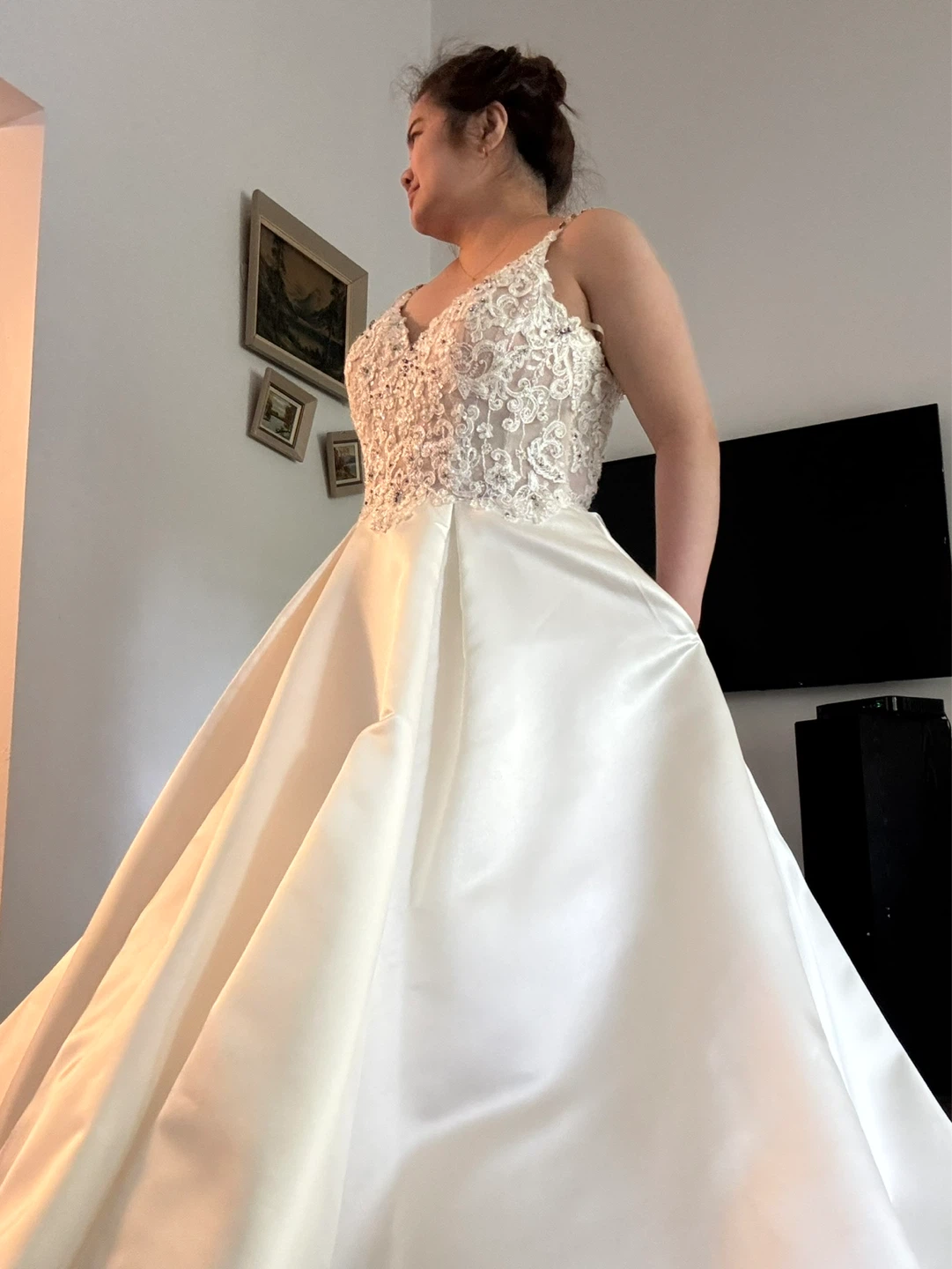 White Lace Wedding Dress with Corset Back
