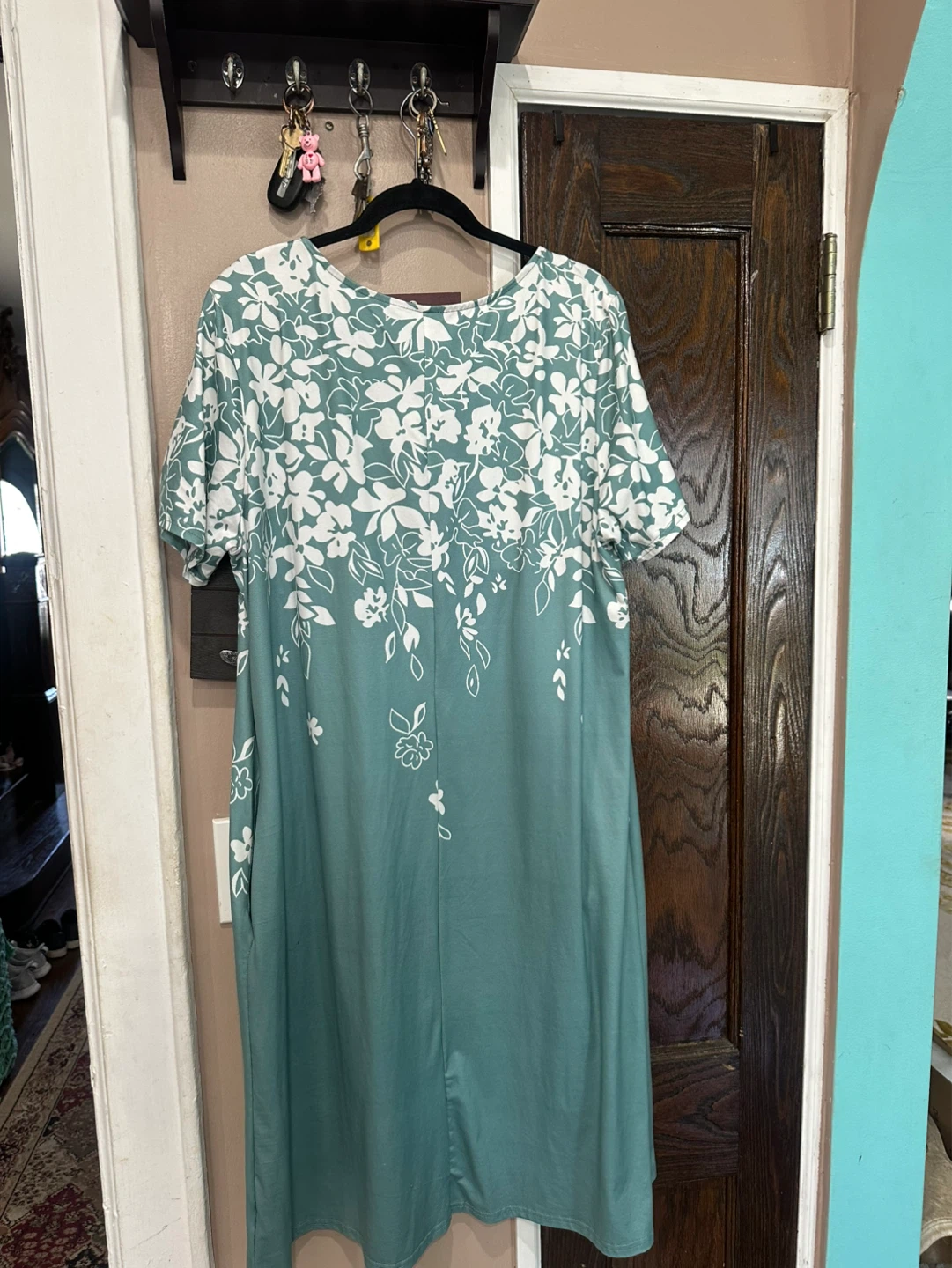 Sage Green Floral-Print Midi Dress - photo 3