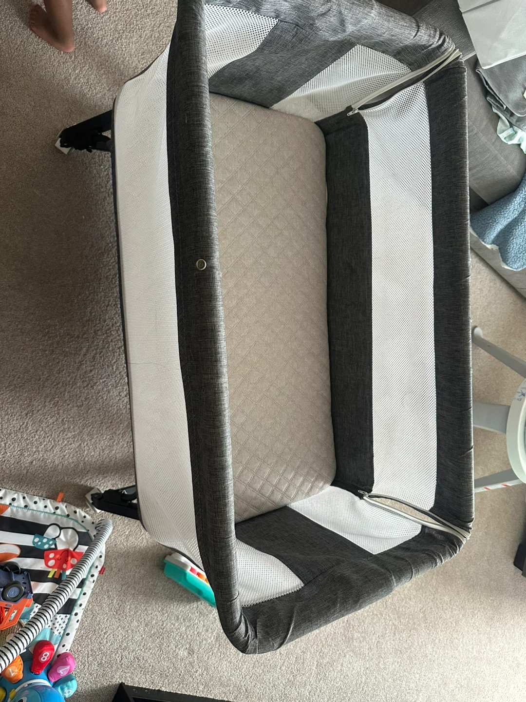 Grey Bassinet with Mesh Sides