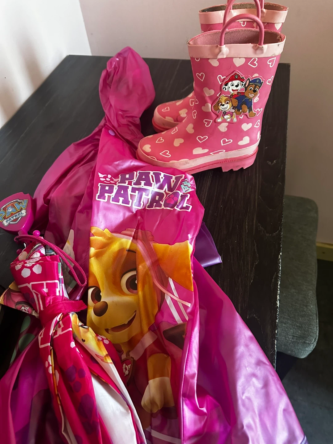 Paw Patrol Pink Rain Boots and Umbrella Set