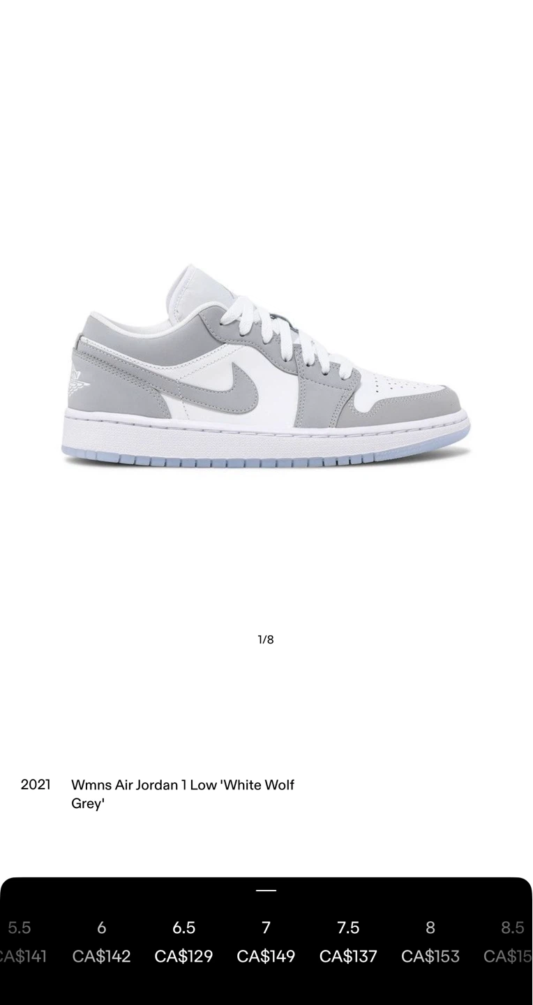 Womens Air Jordan 1 Low 'White Wolf Grey' - photo 2