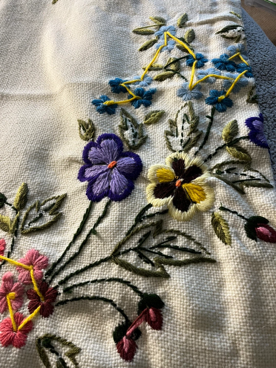 Embroidered Cream Throw Blanket with Fringe - photo 2