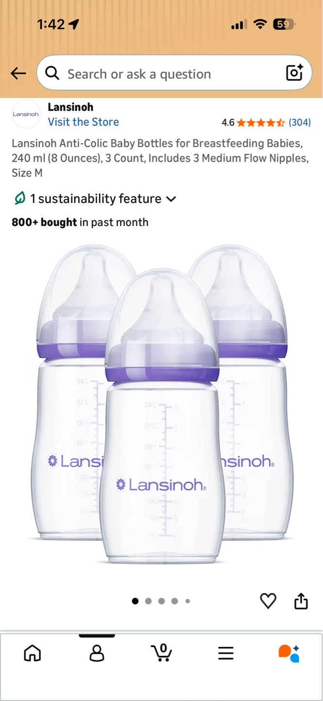 Lansinoh Anti-Colic Baby Bottles - 8 oz (3 Count)