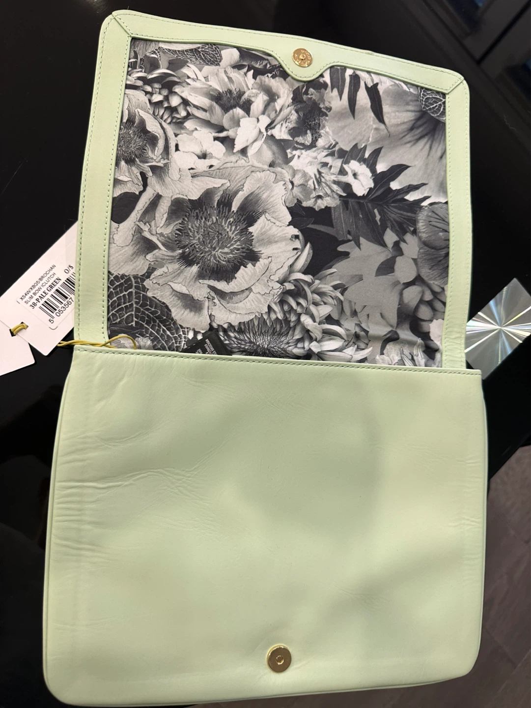 Ted Baker Pale Green Clutch Leather Rose Gold NWT Evening Bag - photo 4