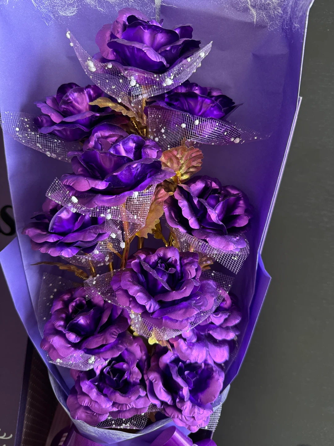 Everlasting Purple Foil Rose Bouquet - New - photo 2