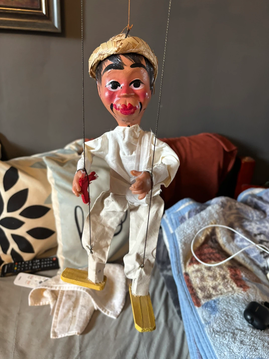 Vintage Handcrafted Marionette Puppet Cantinflas