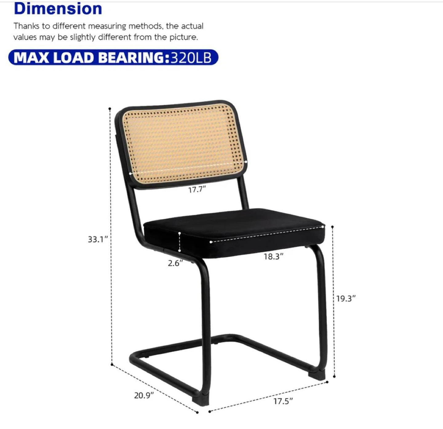 Dining chairs Set of 2.  Black Velvet Rattan Side Chairs - photo 3