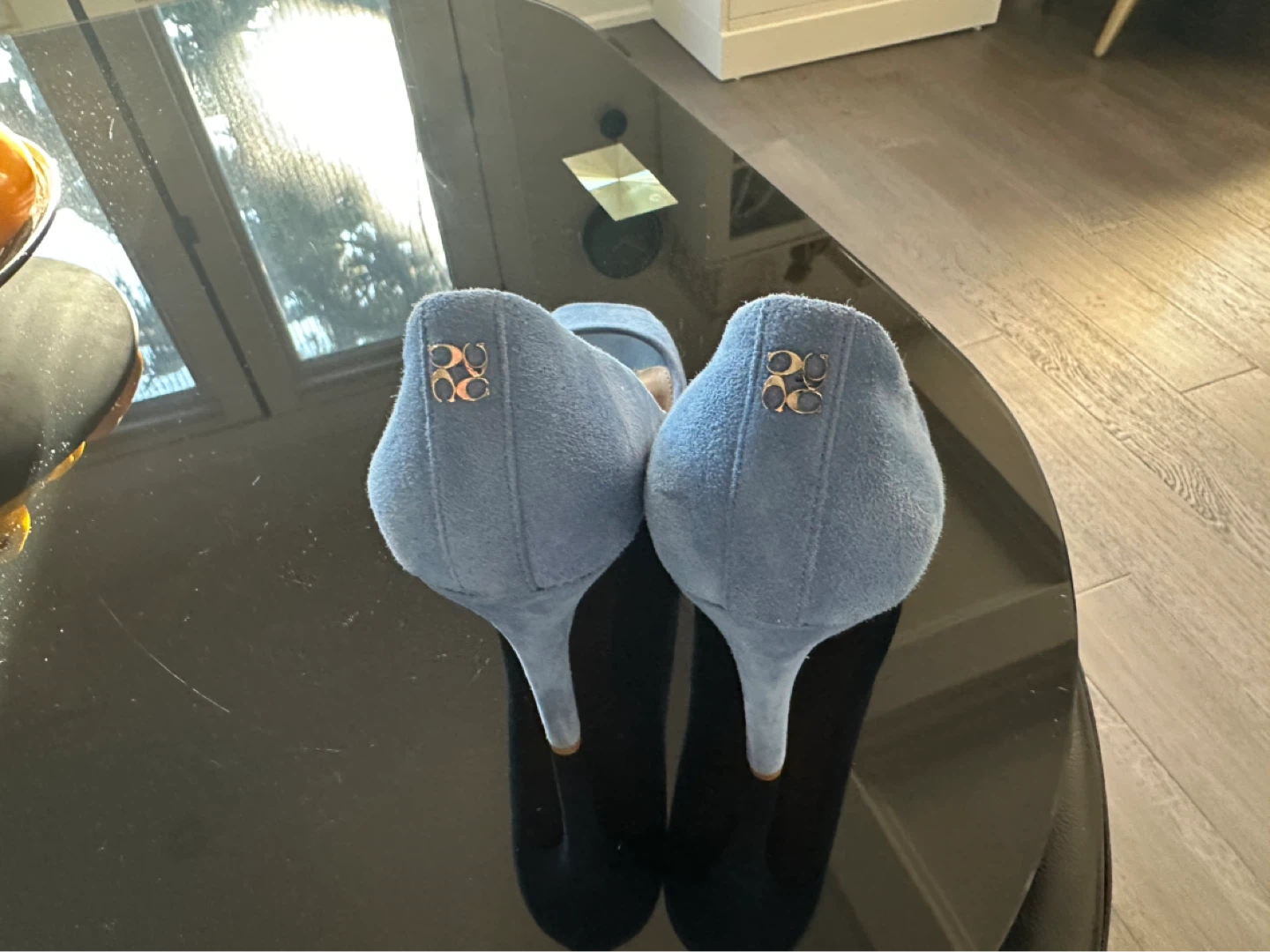 Coach Blue Suede Peep Toe Heels Size 7B - photo 5