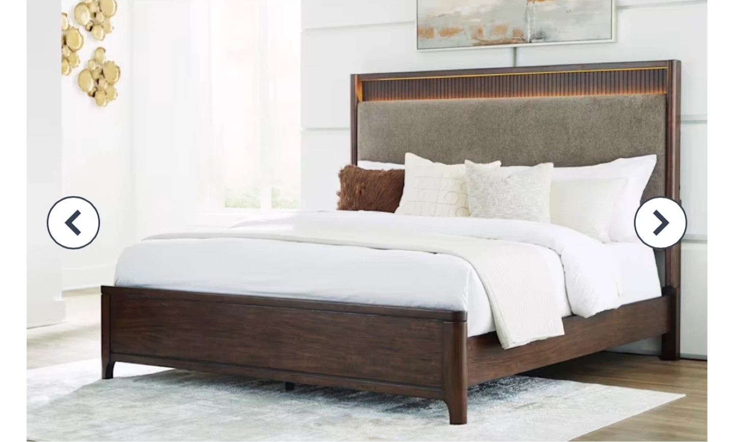 Modern queen Bed Frame with Upholstered Headboard and LED Lights - photo 4