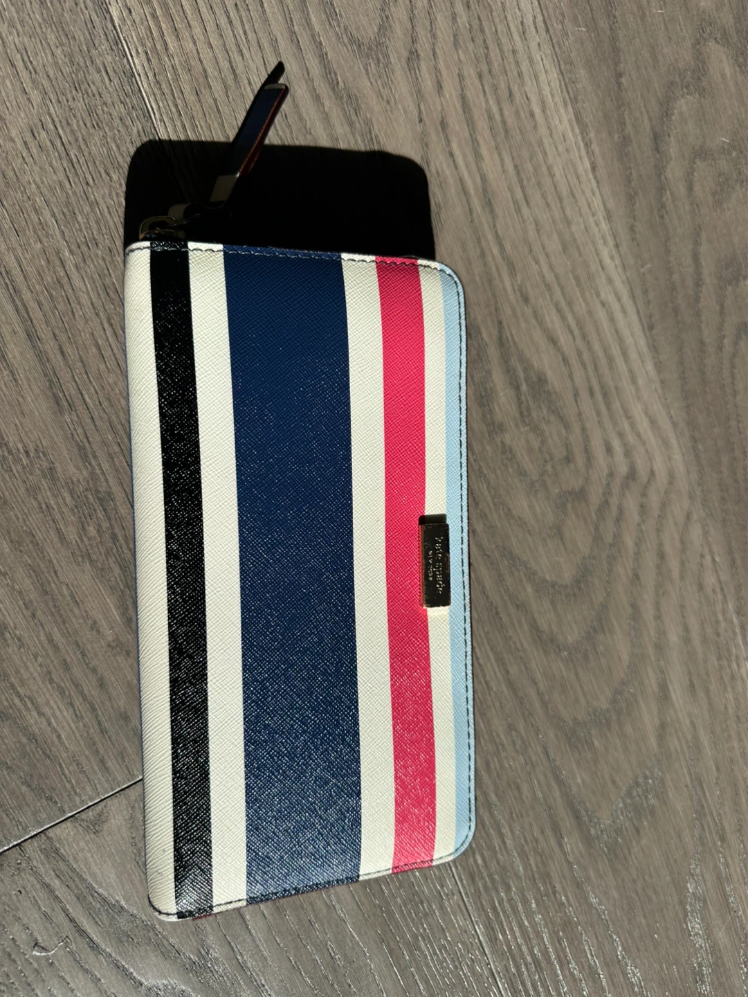 Kate Spade New York Striped Zip Around Wallet Continental Clutch