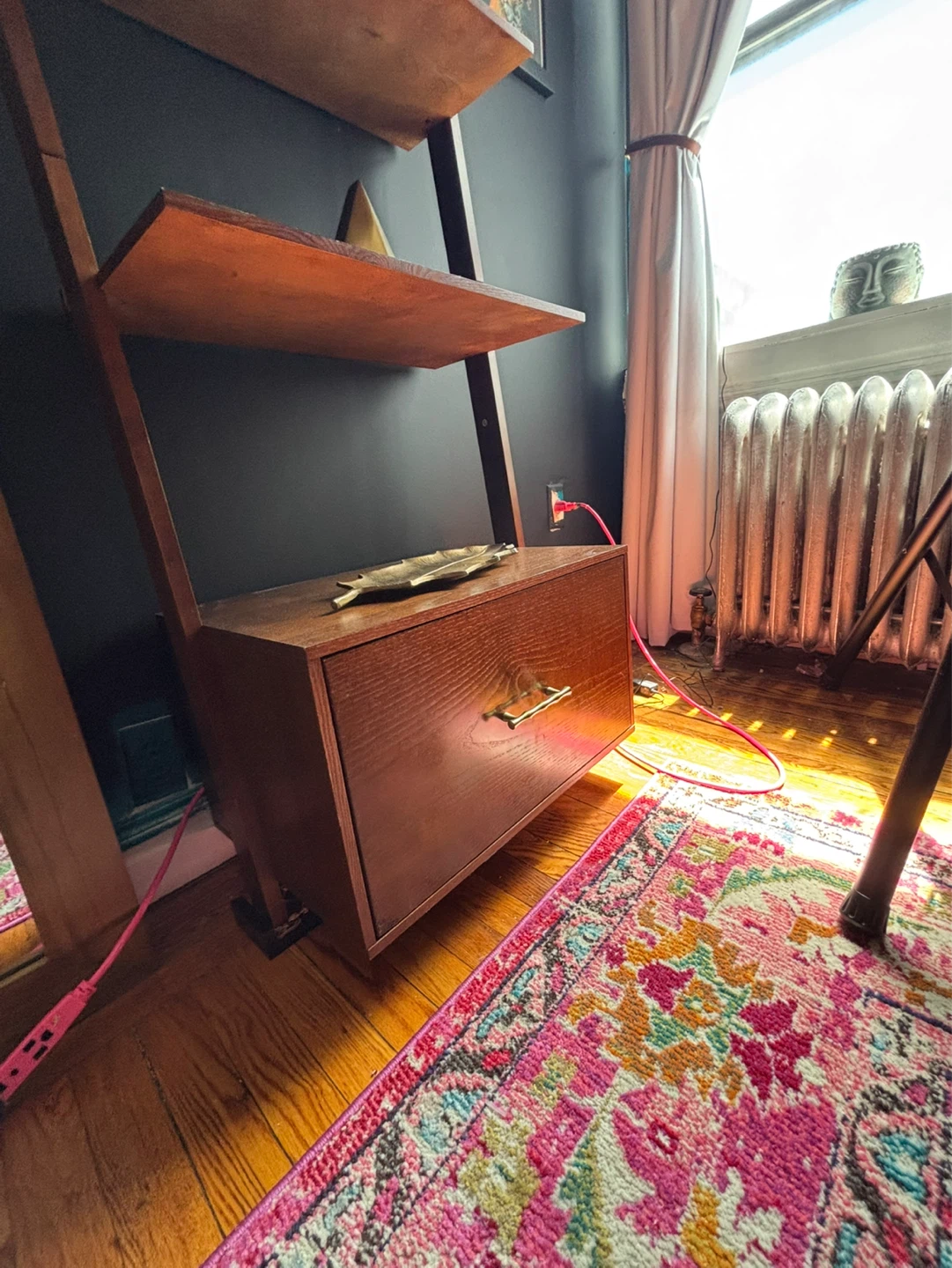 Mid-Century Style Ladder Bookshelf with Drawer - photo 3