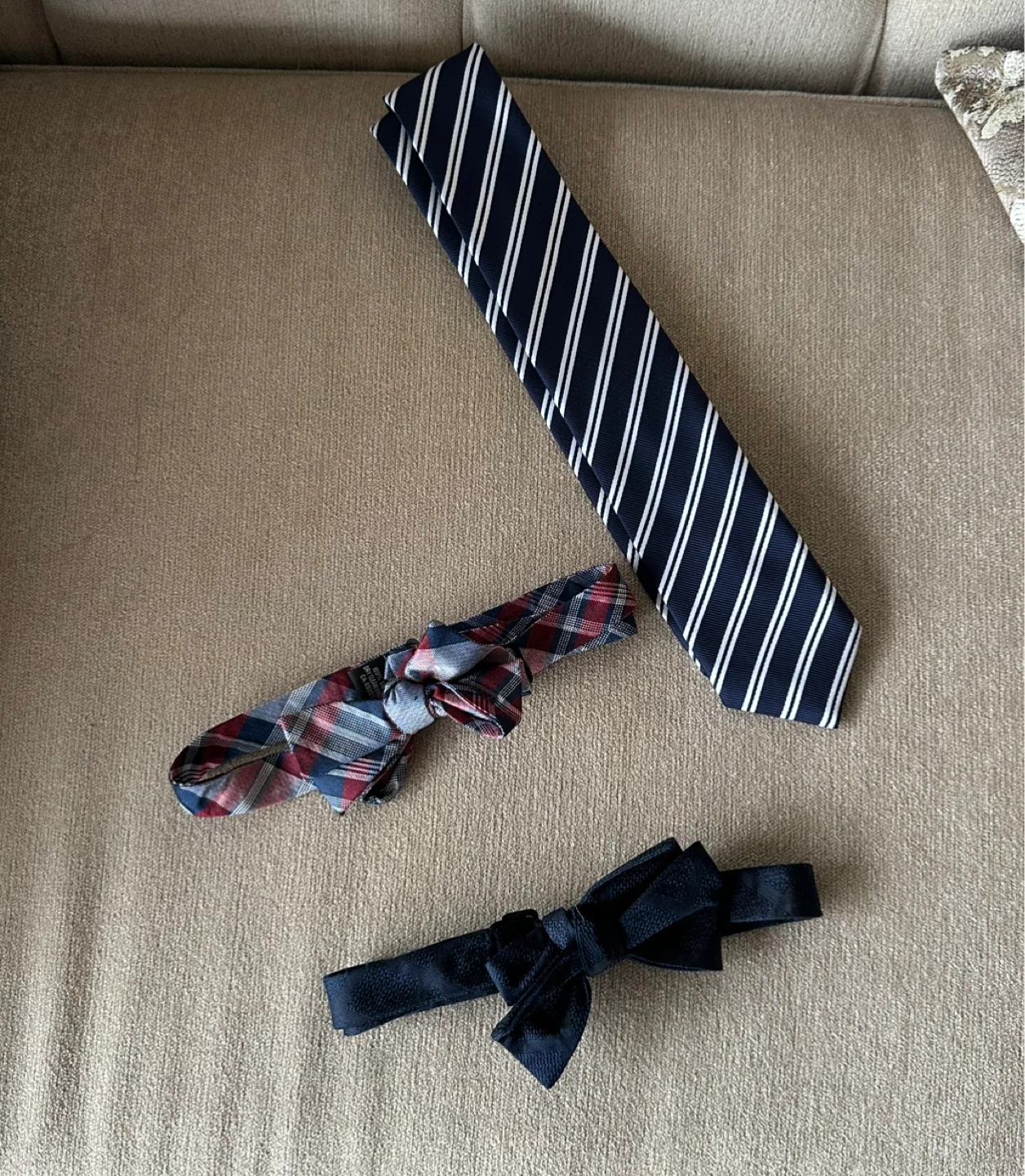 3 Ties - Striped, Plaid & Bow Tie