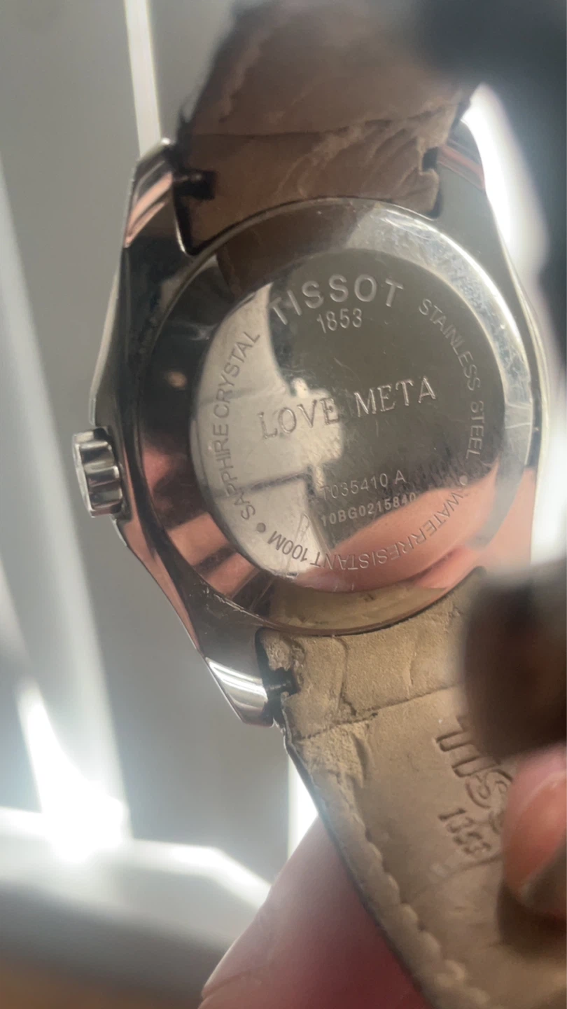 Tissot Couturier Black Leather Watch - "LOVE META" Engraving - photo 3