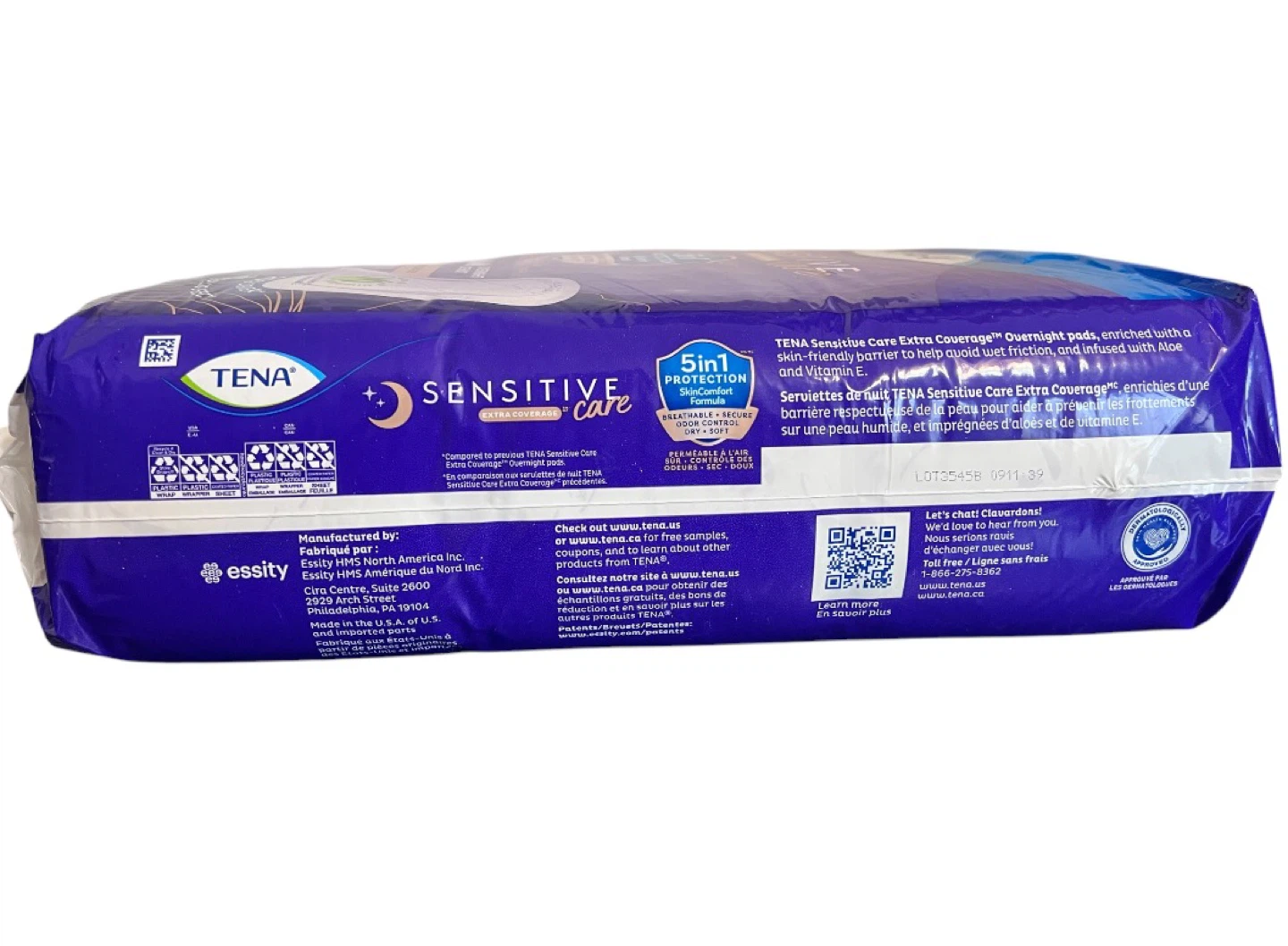 TENA Sensitive Care Overnight Pads – (45 Pads) – New - photo 2