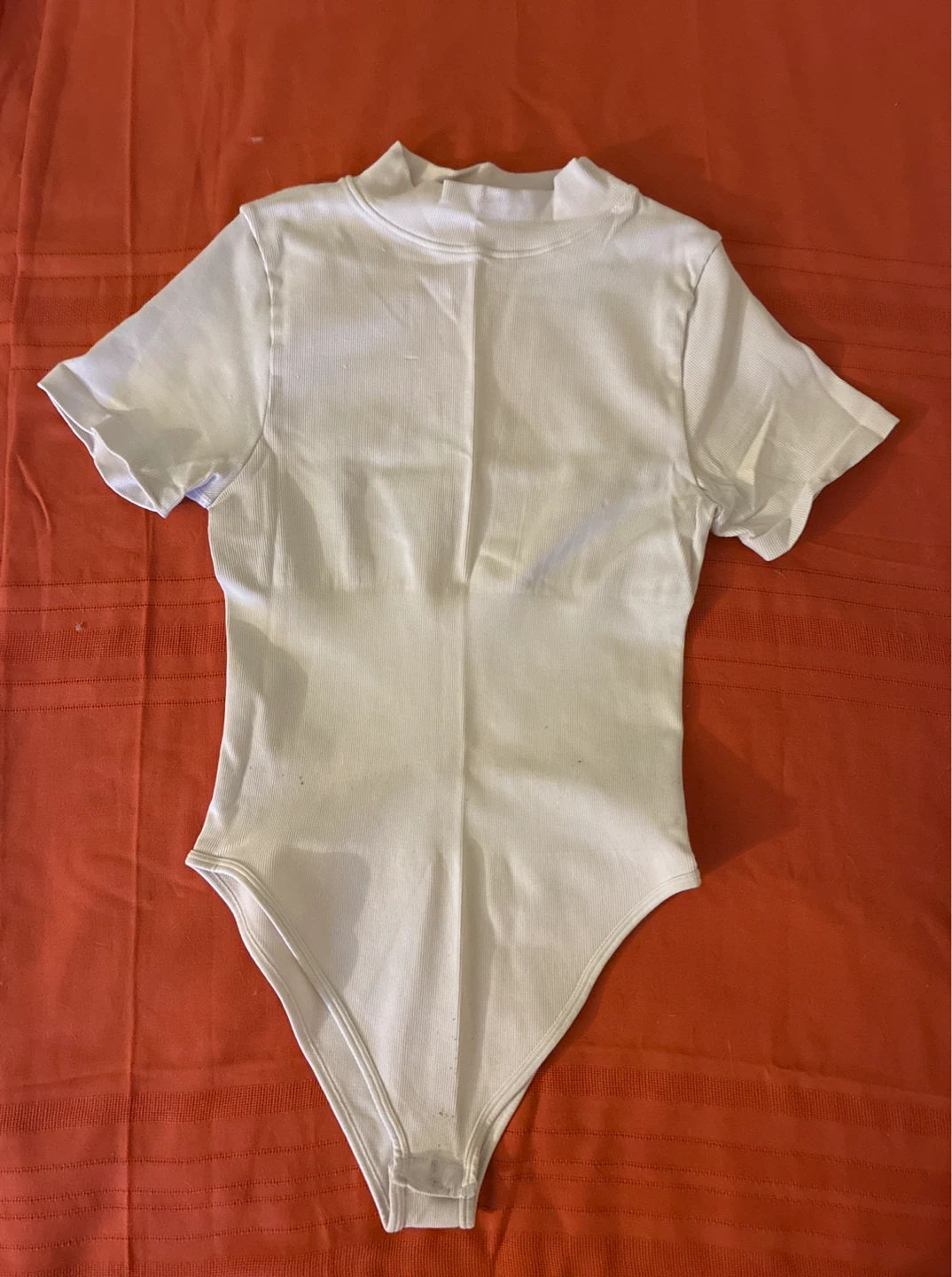 White Ribbed Mock Neck Bodysuit