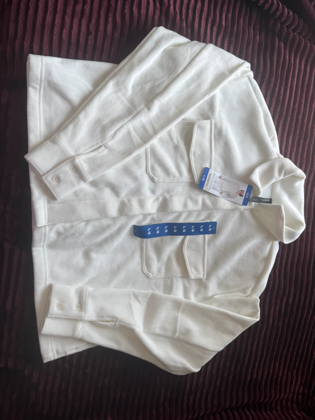 Mondetta Cream Corduroy Button-Up Shirt - Size L/G