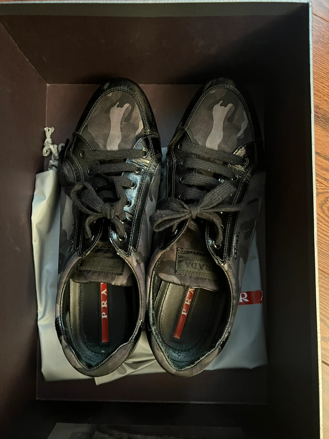 Prada Camouflage Leather Low Top Sneakers Men's Size 9 - photo 2
