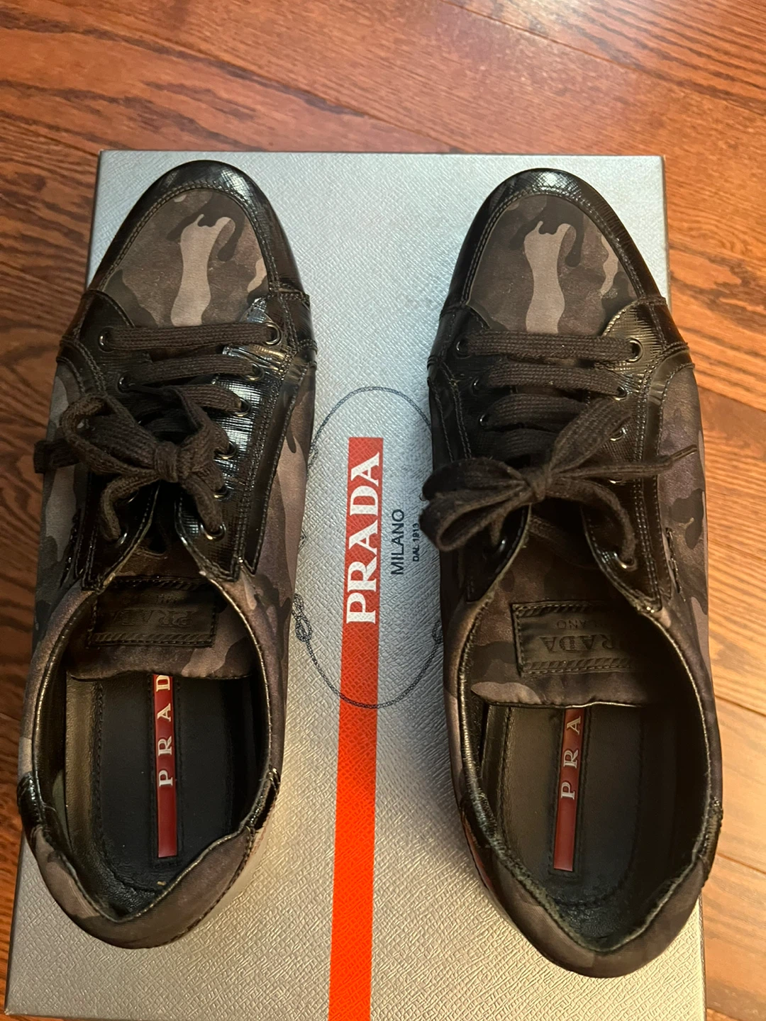 Prada Camouflage Leather Low Top Sneakers Men's Size 9