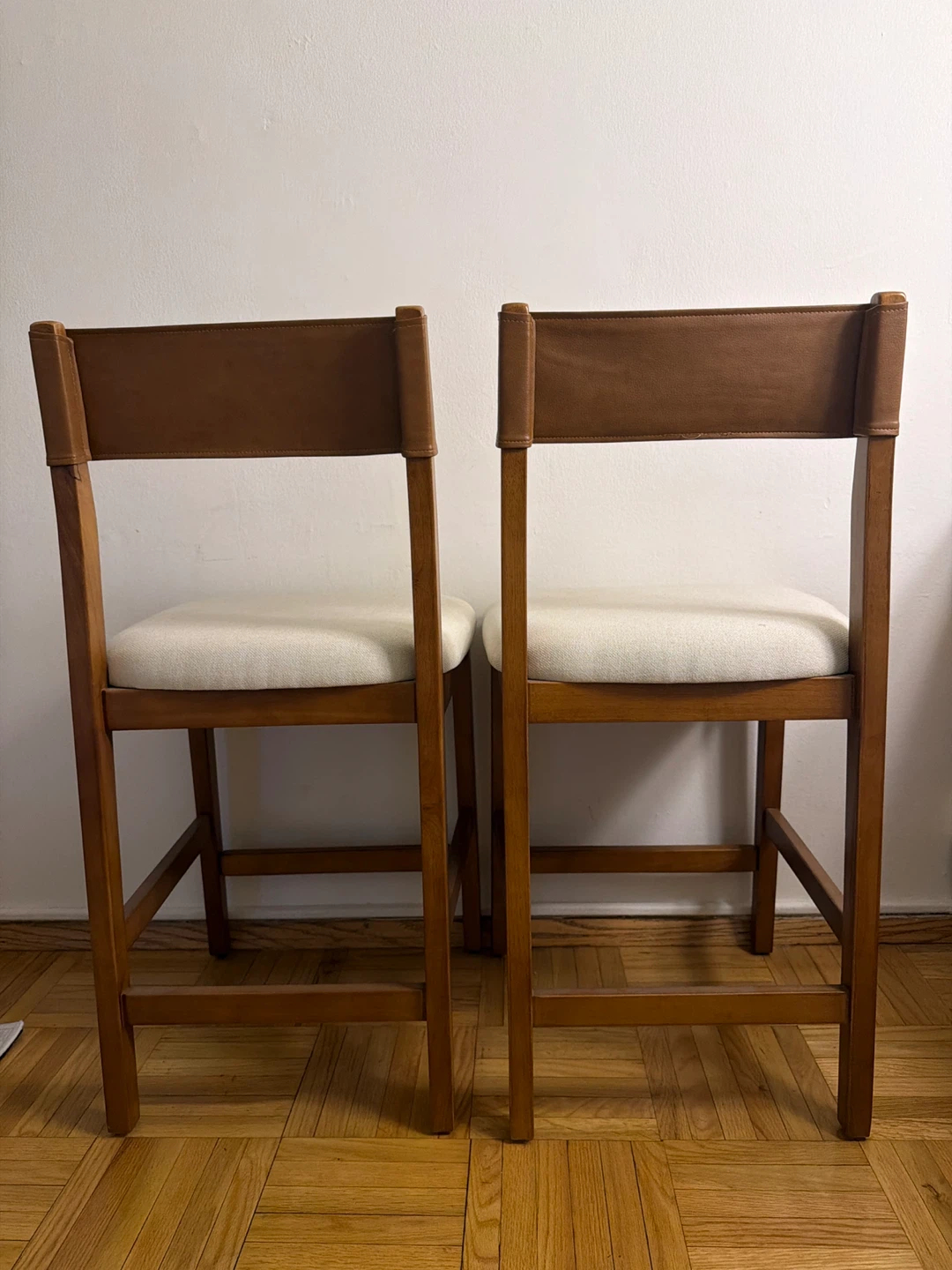 Set of 2 Counter Height Chairs - Faux Leather & Fabric - photo 2