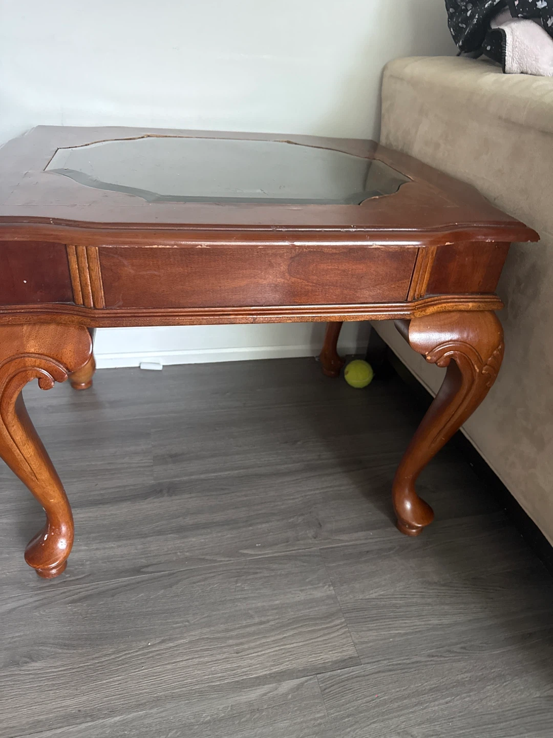 Wooden End Table with Glass Top - photo 2