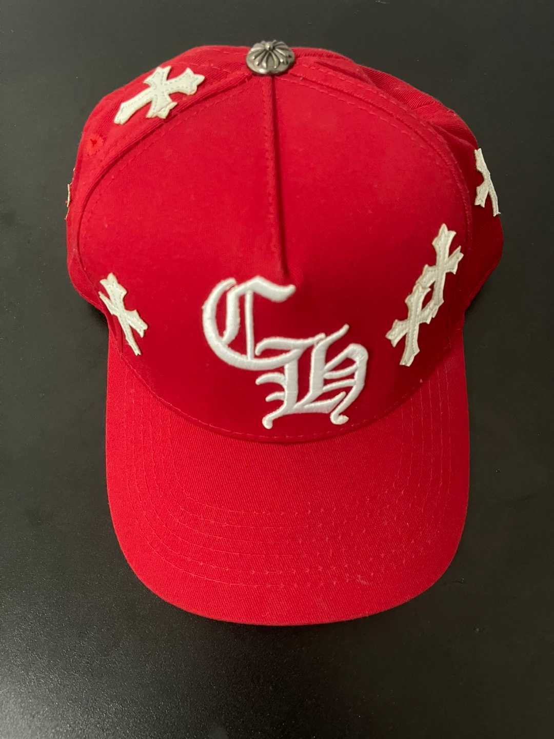 Red Chrome Hearts Hat