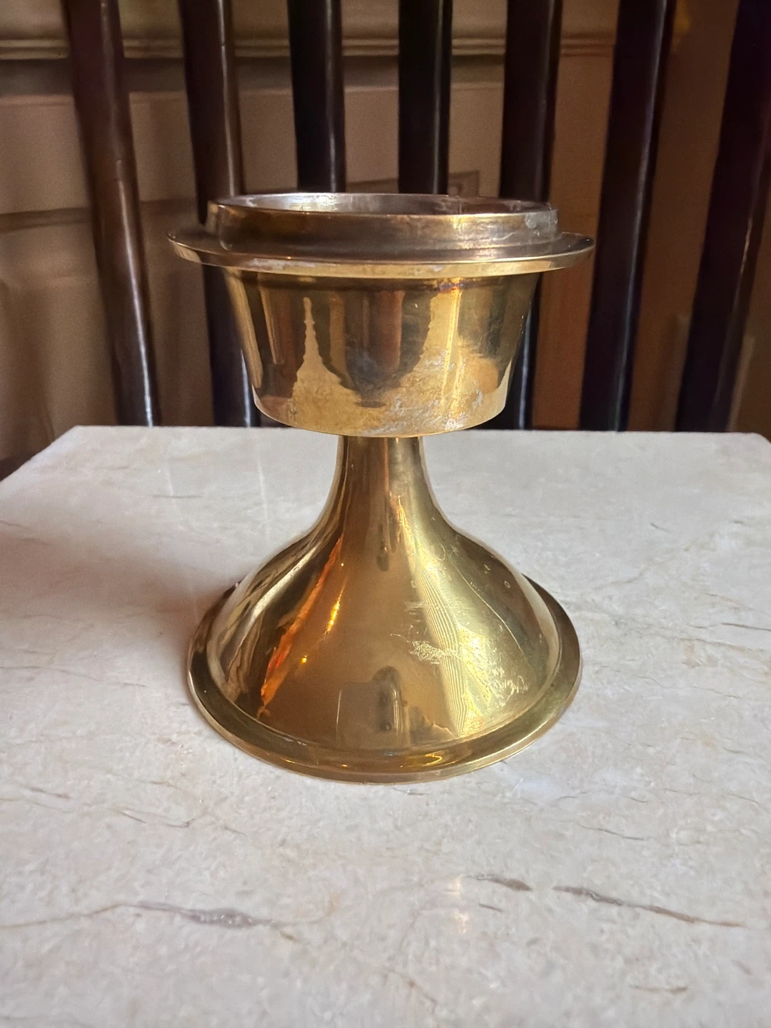 Two's Company Brass Votive Candlestick Holder