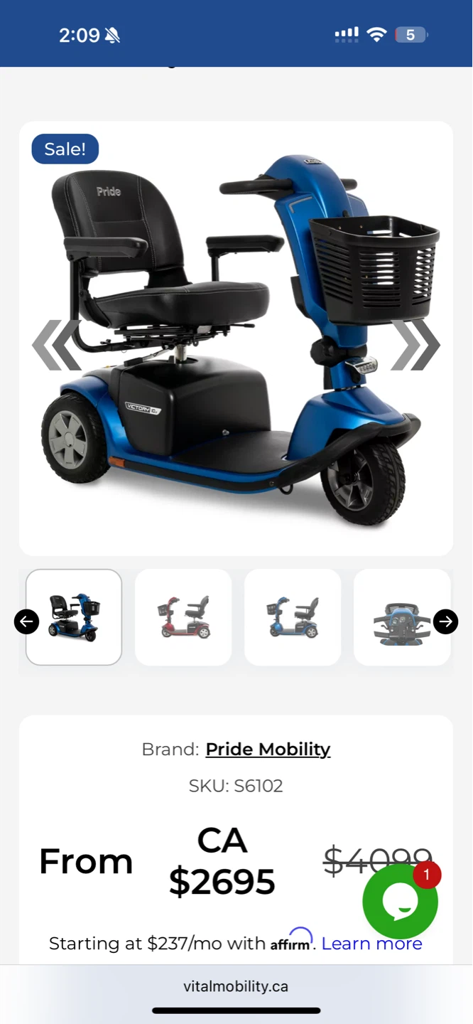Pride Mobility Go-Go Sport 3-Wheel Mobility Scooter - photo 2
