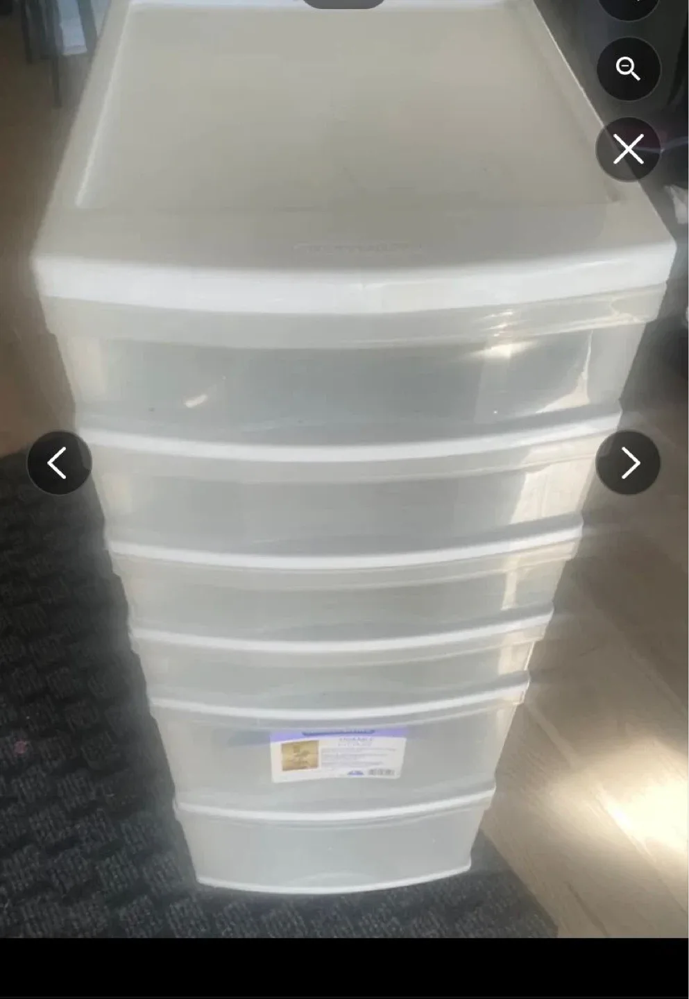 Clear plastic 5-drawer storage unit - photo 2